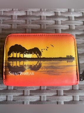 Shagwear Men’s Wallet  Guitar Trees with Sunset Landscape Zip Pouch -